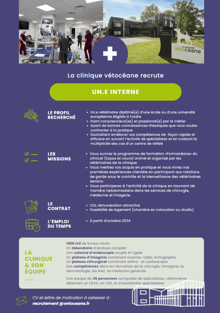 Annonce recrutement interne vétocéane 2024-2025