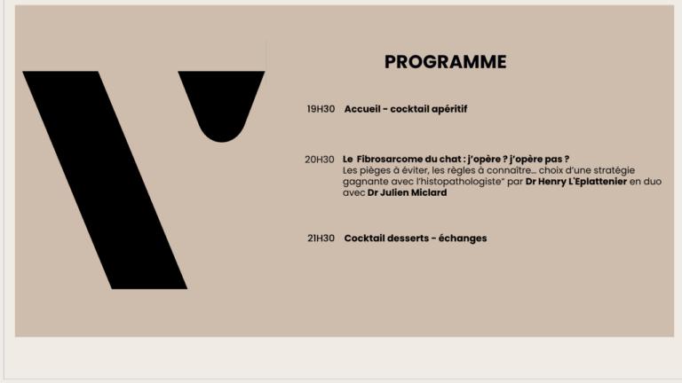 Soirée confraternelle sur le fibrosarcome du chat avec le Dr L'Eplattenier et Antech le 24 juin programme